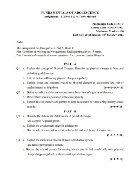 IGNOU CNS AH-001 Solved Assignment July 2024 English Medium
