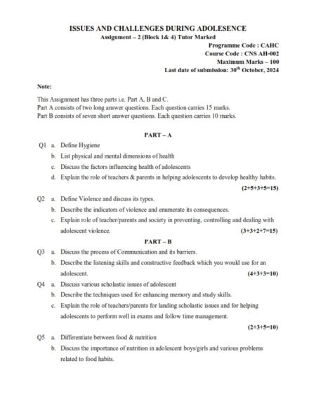 IGNOU CNS AH-002 Solved Assignment July 2024 English Medium