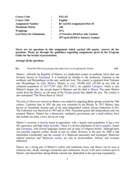 IGNOU FEG-02 Solved Assignment 2024-25 English Medium