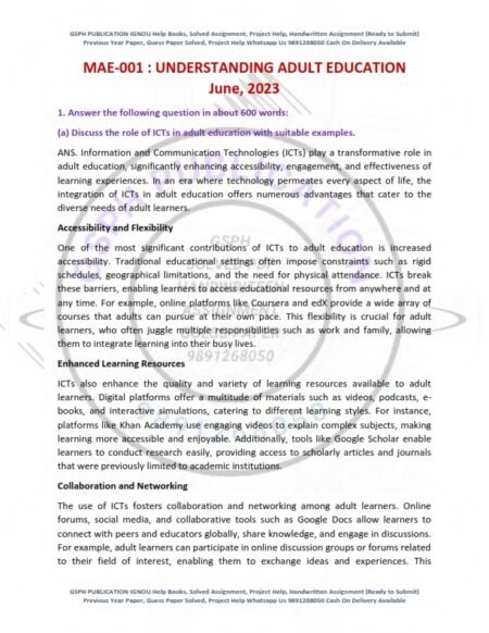 IGNOU MAE-01 Previous Year Solved Question Paper English Medium (June 2023)