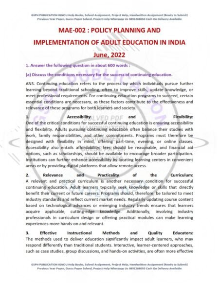 IGNOU MAE-02 Previous Year Solved Question Paper English Medium (June 2022)