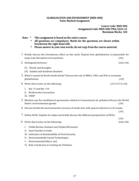 IGNOU MED-8 Solved Assignment 2024-25 English Medium