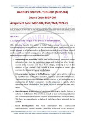 IGNOU MGP- 4 Solved Assignment 2024-25 English Medium