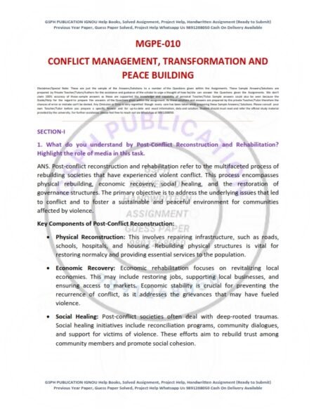 IGNOU MGPE-10 Solved Assignment 2024-25 English Medium