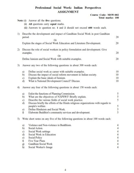 IGNOU MSW-02 Solved Assignment 2024-25 English Medium