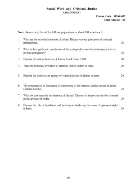 IGNOU MSW-32 Solved Assignment 2024-25 English Medium