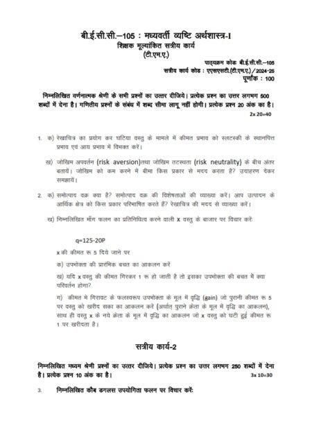 IGNOU BECC-105 Solved Assignment 2024-25 Hindi Medium