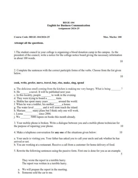 IGNOU BEGE-104 Solved Assignment 2024-25 English Medium