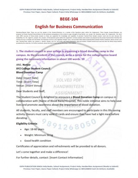 IGNOU BEGE-104 Solved Assignment 2024-25 English Medium