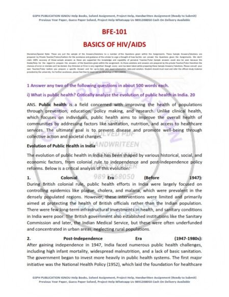 IGNOU BFE-101 Solved Assignment 2024 English Medium