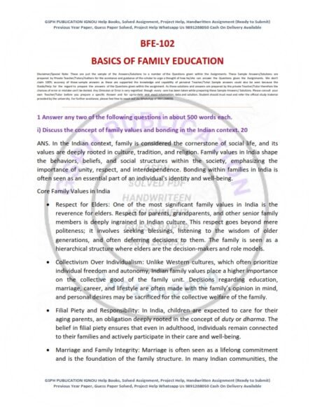 IGNOU BFE-102 Solved Assignment 2024 English Medium