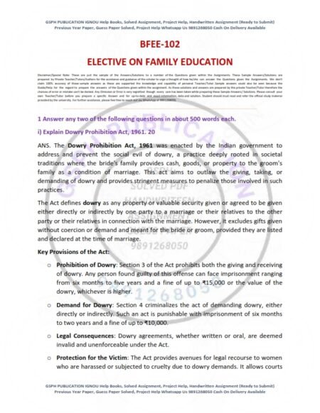 IGNOU BFEE-102 Solved Assignment 2024-25 English Medium