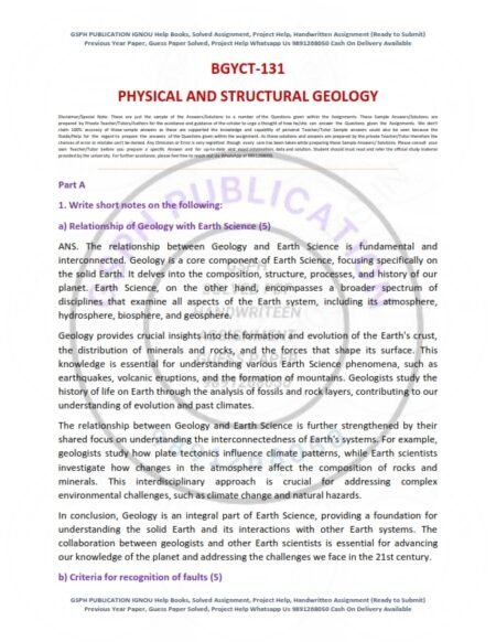 IGNOU BGYCT-131 Solved Assignment 2025 English Medium