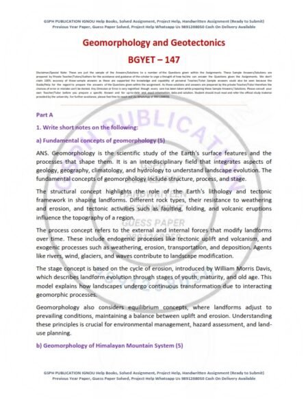 IGNOU BGYET-147 Solved Assignment 2025 English Medium