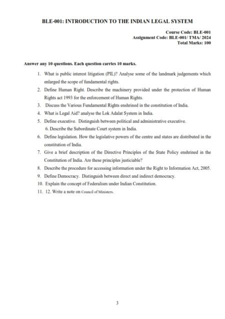 IGNOU BLE-001 Solved Assignment 2024 English Medium