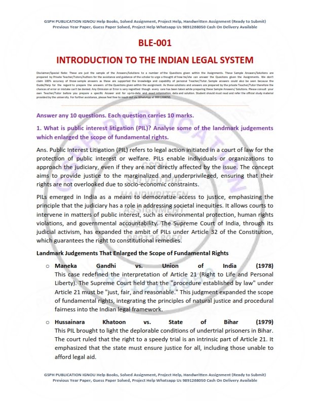 IGNOU BLE-001 Solved Assignment 2024 English Medium