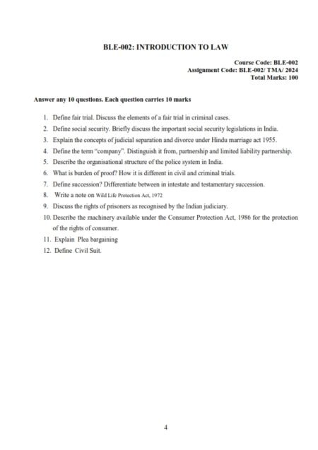 IGNOU BLE-002 Solved Assignment 2024 English Medium