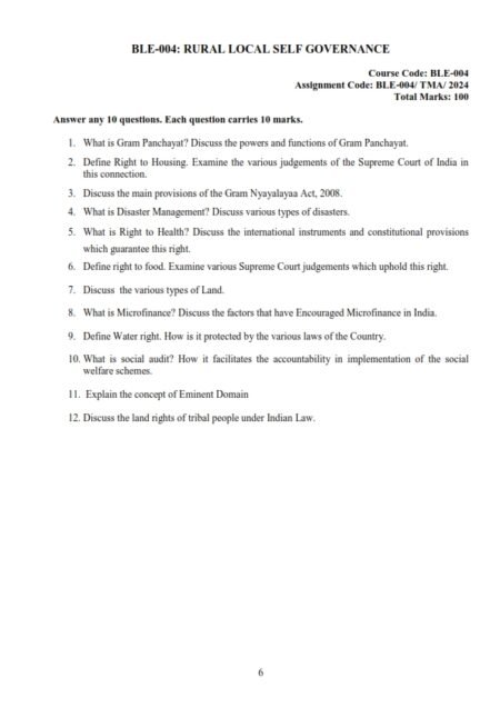 IGNOU BLE-004 Solved Assignment 2024 English Medium