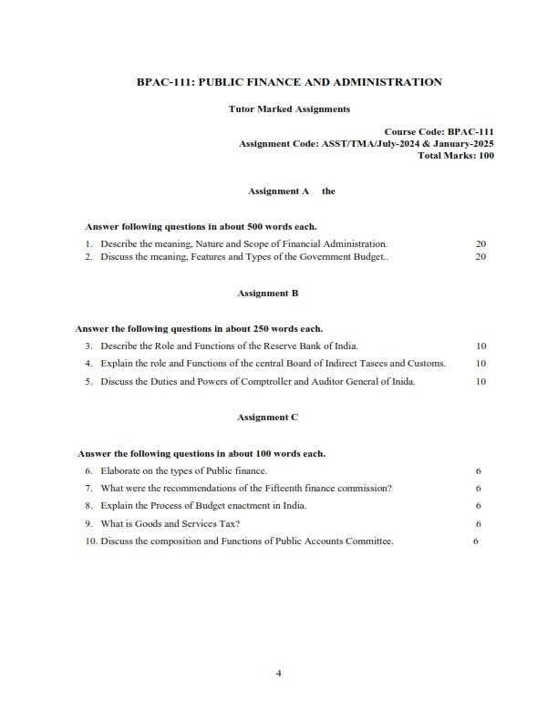 IGNOU BPAC-111 Solved Assignment 2024-25 English Medium