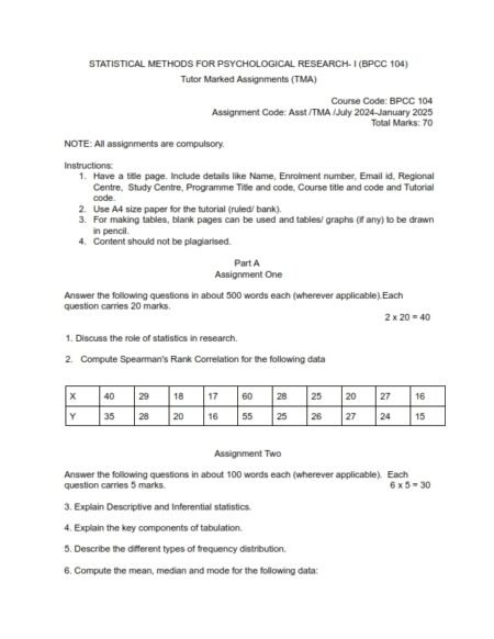 IGNOU BPCC-104 Solved Assignment 2024-25 English Medium