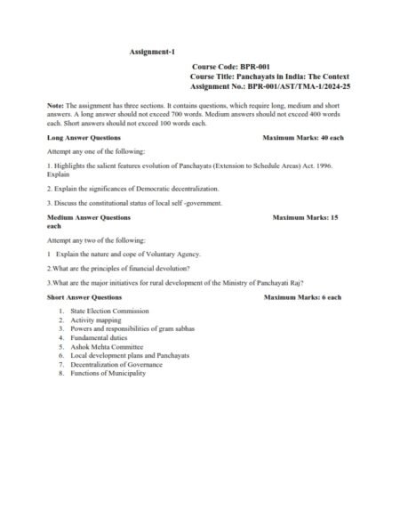 IGNOU BPR-001 Solved Assignment 2024-25 English Medium