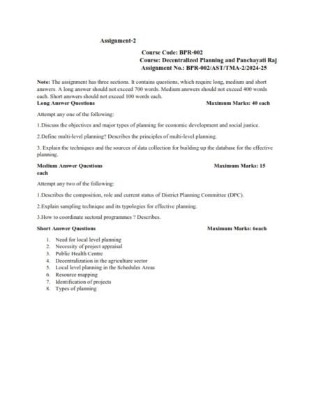 IGNOU BPR-002 Solved Assignment 2024-25 English Medium