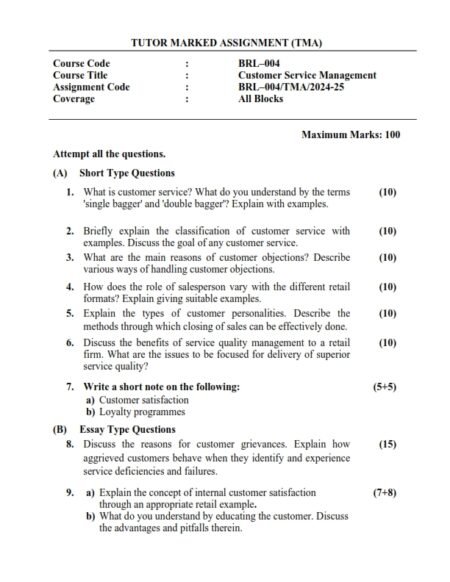 IGNOU BRL-004 Solved Assignment 2024-25 English Medium