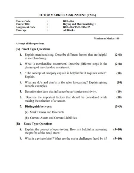 IGNOU BRL-006 Solved Assignment 2024-25 English Medium