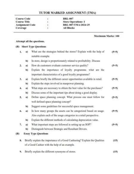 IGNOU BRL-007 Solved Assignment 2024-25 English Medium