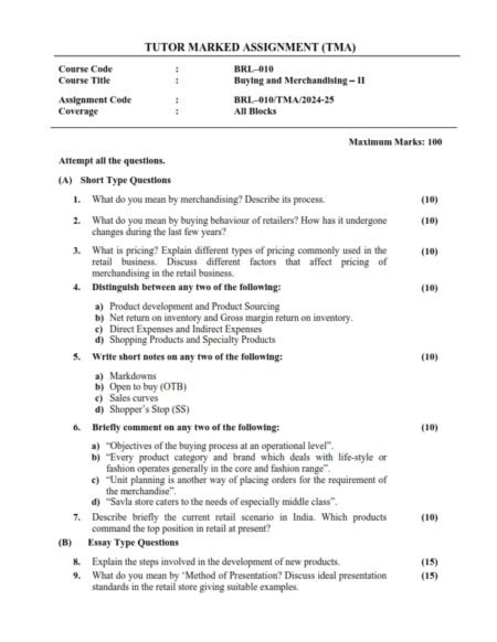 IGNOU BRL-010 Solved Assignment 2024-25 English Medium