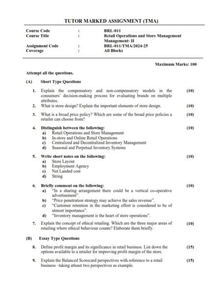 IGNOU BRL-011 Solved Assignment 2024-25 English Medium