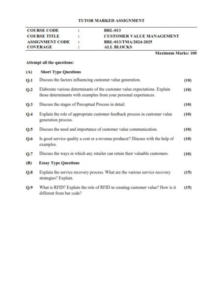 IGNOU BRL-013 Solved Assignment 2024-25 English Medium
