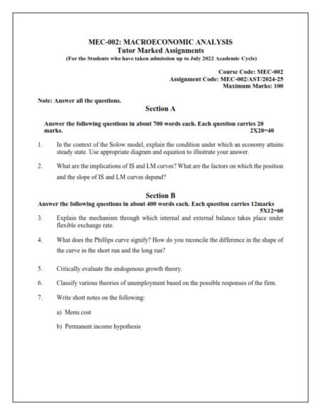 IGNOU MEC-002 Solved Assignment 2024-25 English Medium