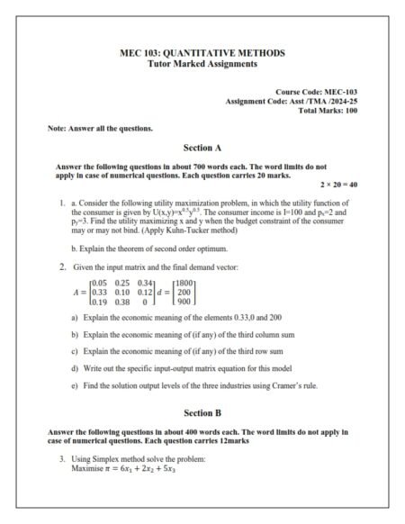 IGNOU MEC-103 Solved Assignment 2024-25 English Medium