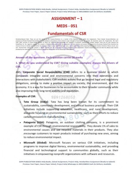 IGNOU MEDS-051 Solved Assignment 2024-25 English Medium