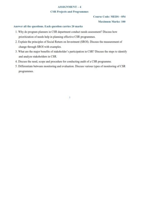 IGNOU MEDS-054 Solved Assignment 2024-25 English Medium