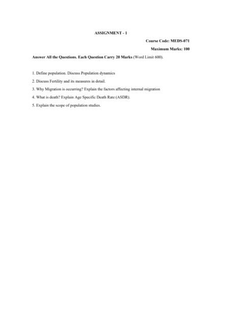 IGNOU MEDS-71 Solved Assignment 2024-25 English Medium