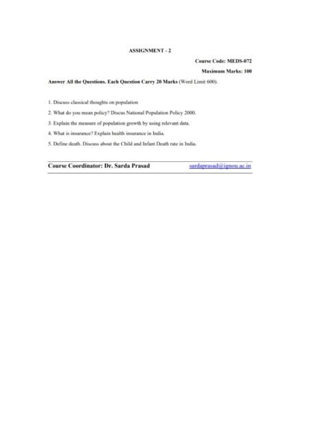 IGNOU MEDS-72 Solved Assignment 2024-25 English Medium