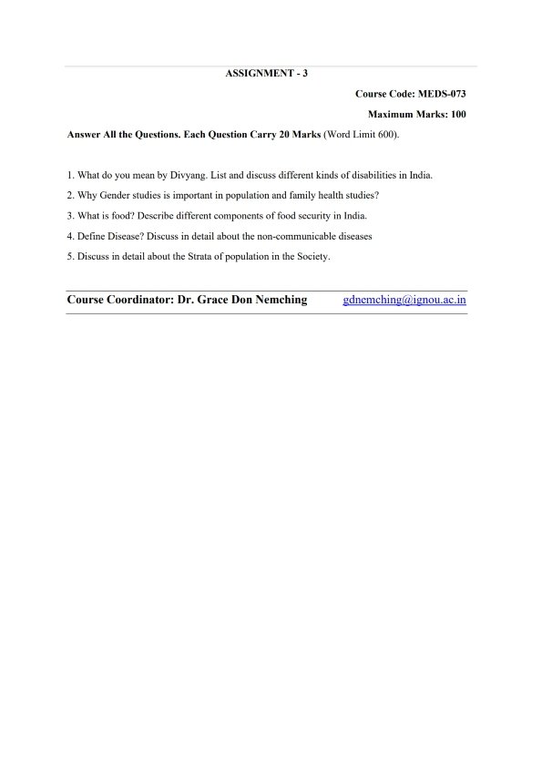 IGNOU MEDS-73 Solved Assignment 2024-25 English Medium