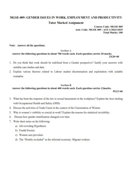 IGNOU MGSE-009 Solved Assignment 2024-25 English Medium