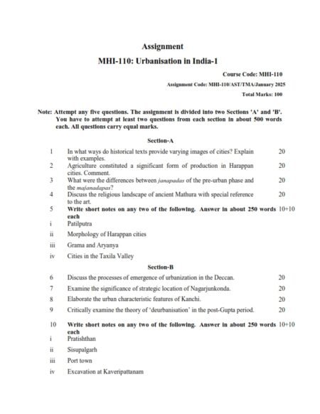 IGNOU MHI-110 Solved Assignment 2024-25 English Medium