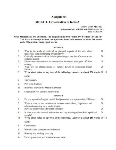 IGNOU MHI-111 Solved Assignment 2024-25 English Medium