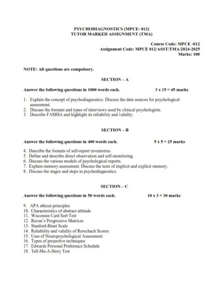 IGNOU MAPC Second Year Group A Solved Assignment 2024-25 English Medium(MPCE-11,12,13) - Image 3