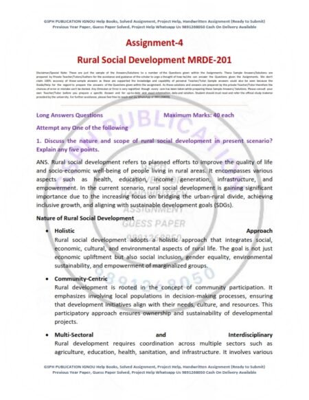 IGNOU MRDE-201 Solved Assignment 2024-25 English Medium