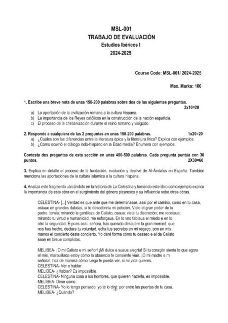 IGNOU MSL-001 Solved Assignment 2024-25 SPANISH MEDIUM