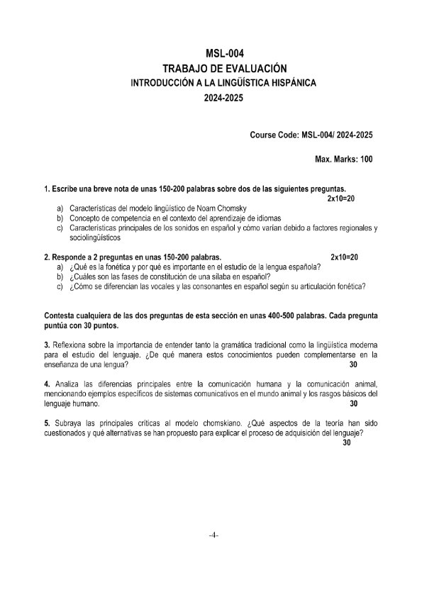 IGNOU MSL-004 Solved Assignment 2024-25 SPANISH MEDIUM