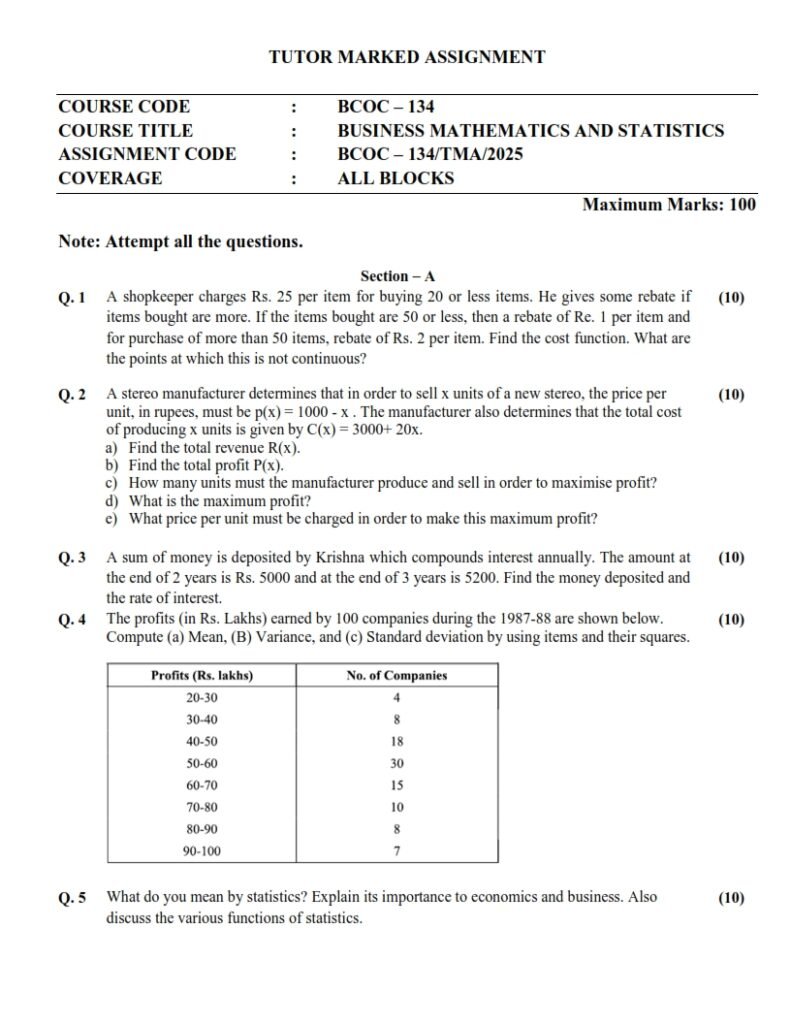 IGNOU BCOC-134 Solved Assignment 2025 English Medium