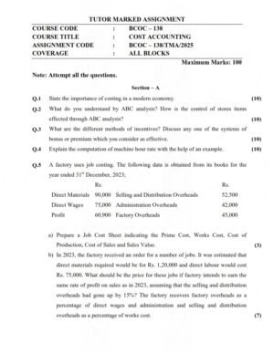 IGNOU BCOC-138 Solved Assignment 2025 English Medium