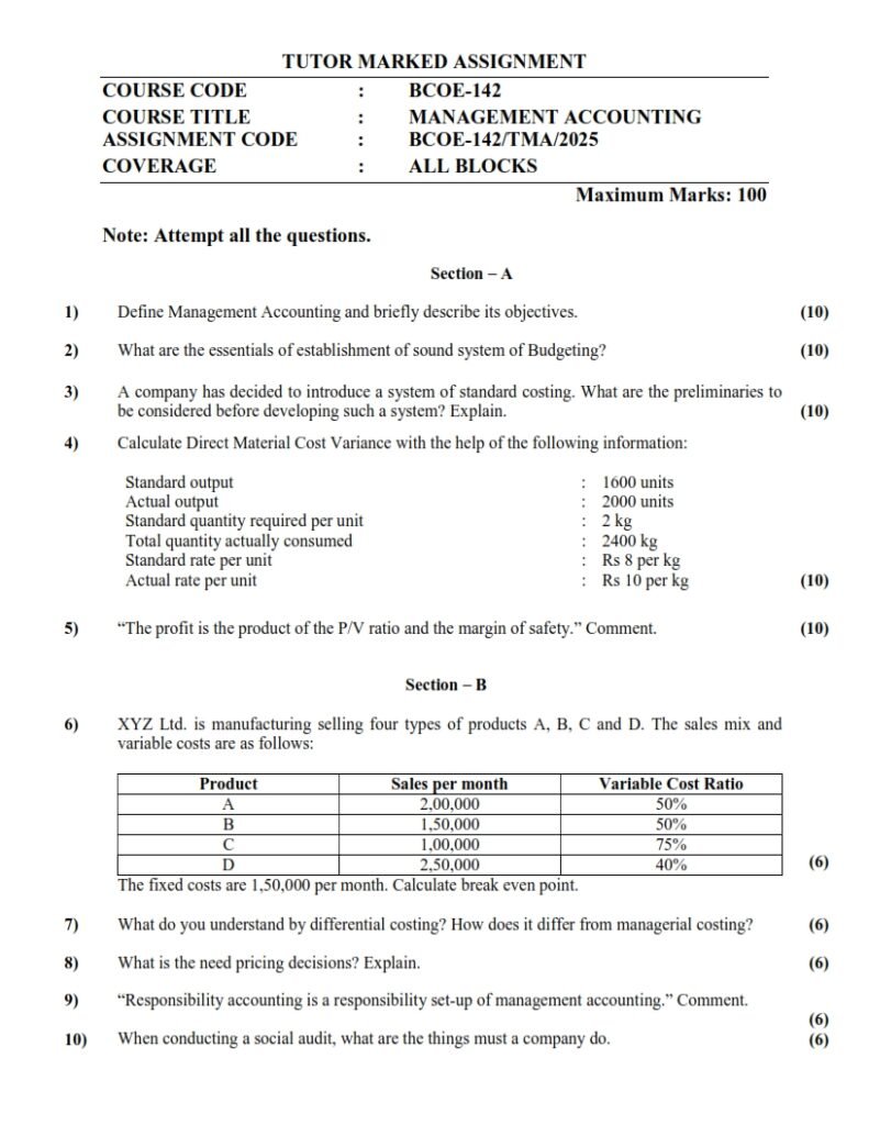 IGNOU BCOE-142 Solved Assignment 2025 English Medium