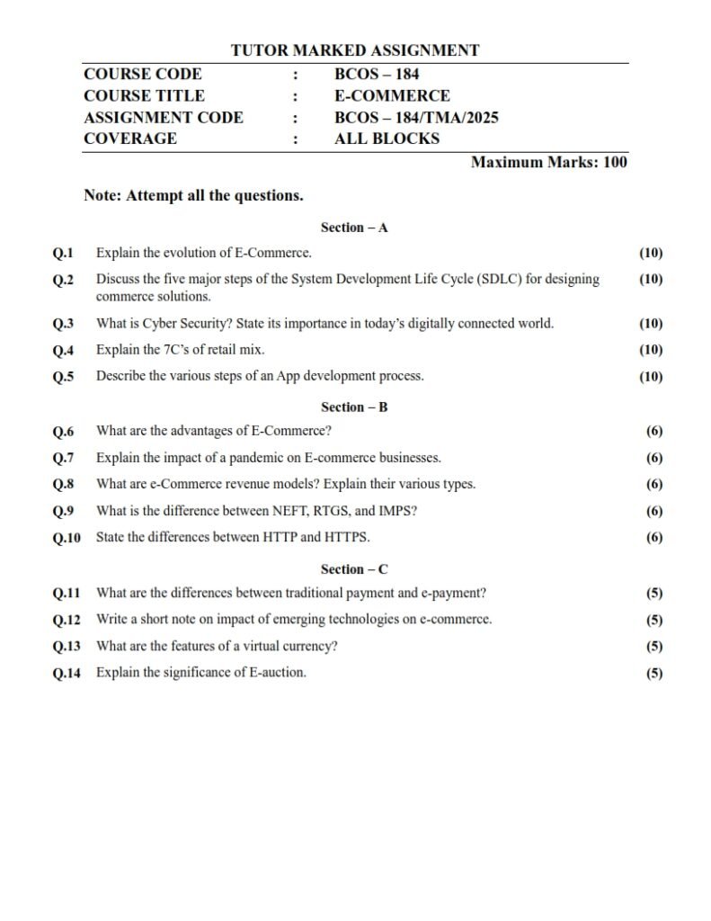 IGNOU BCOS-184 Solved Assignment 2025 English Medium